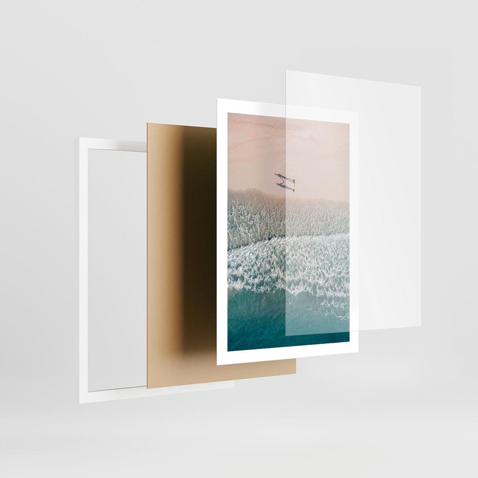 Plakat w ramie 50x70 - Turkusowe Uroki - niebieskie turkusowe morze, plaża - rama biała