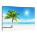 Obraz na płótnie 120x80 - Wakacyjne uniesienie: plaża i palma - plaża, morze