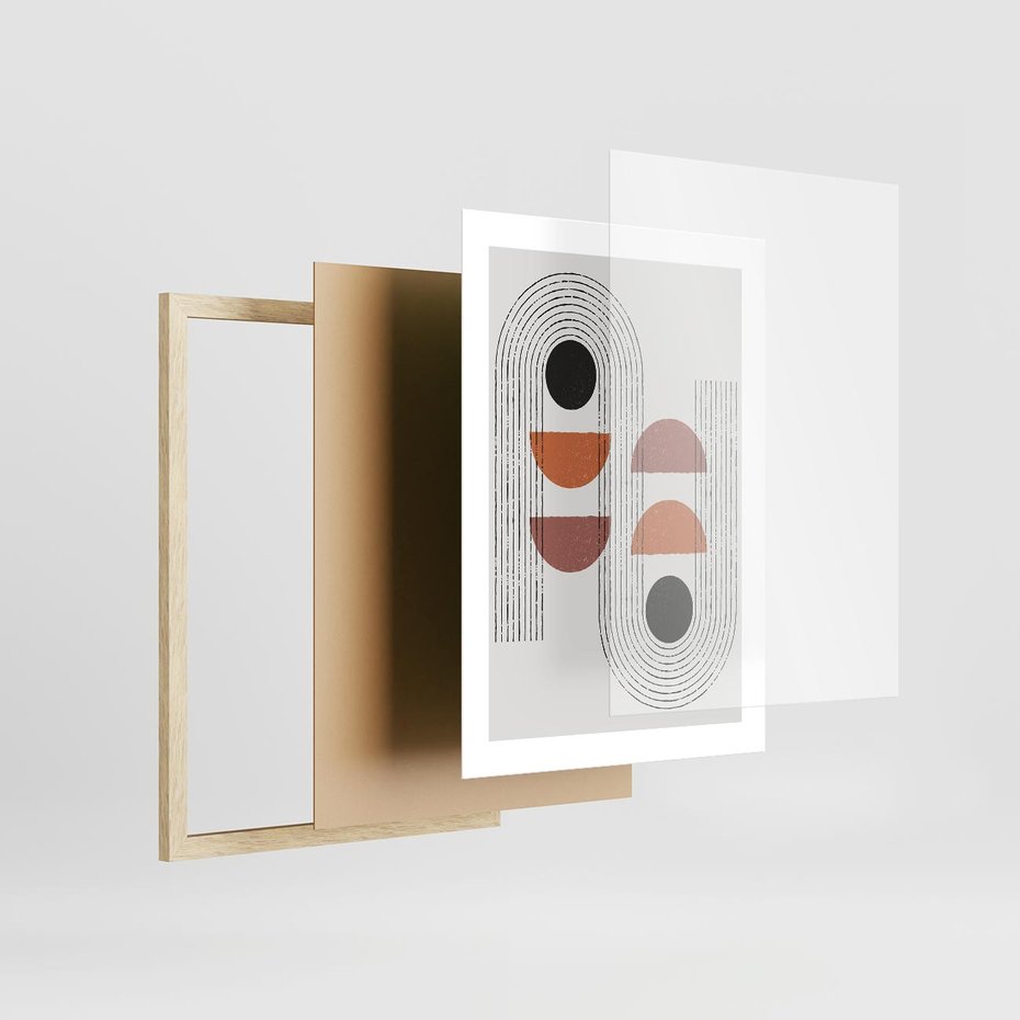 Plakat w ramie 30x40 - Nowoczesna Abstrakcja - geometria, grafika - rama drewno