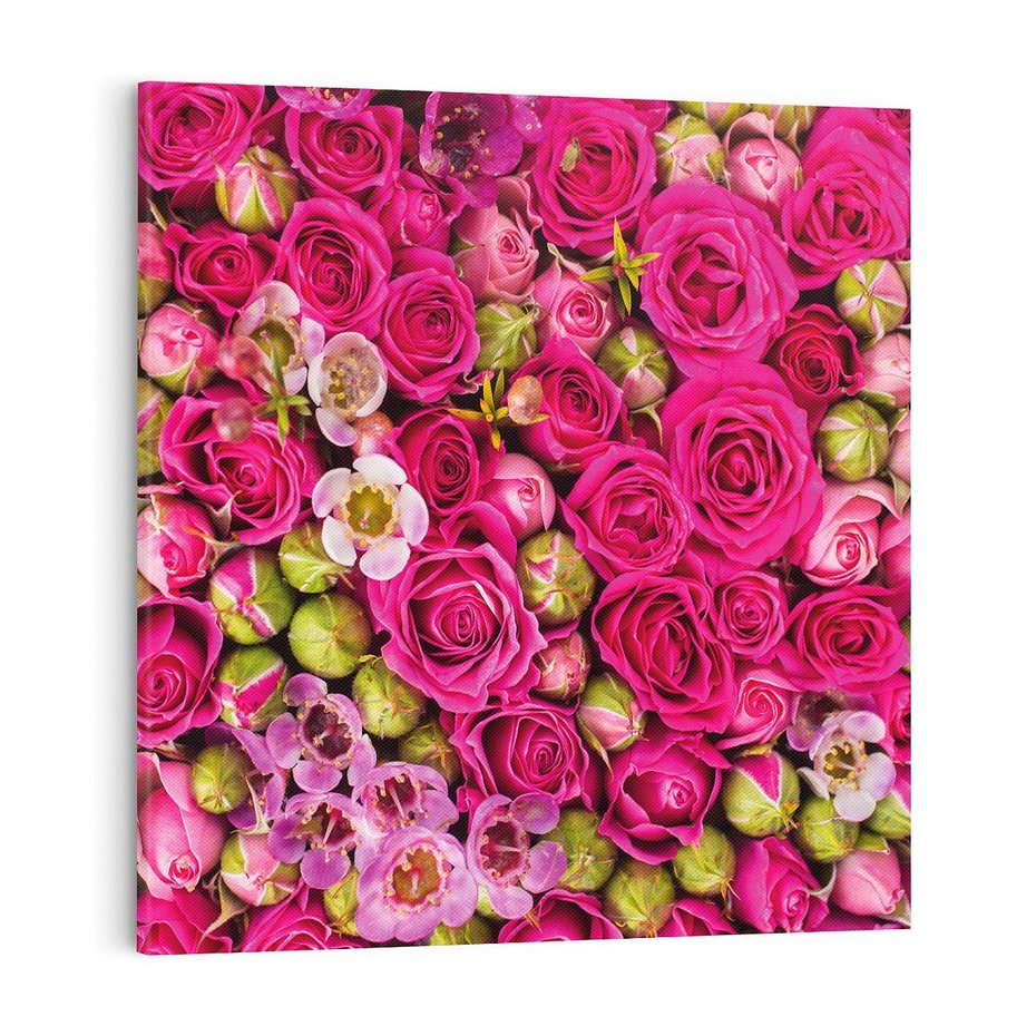 Obraz na płótnie 70x70 - Kwiatowa symfonia róż - róże, kwiaty
