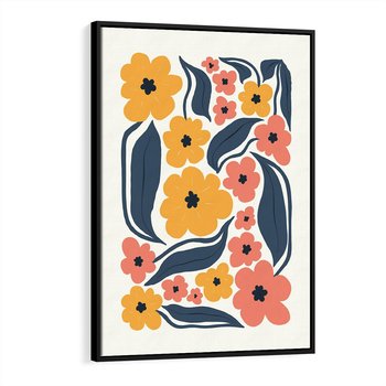 Obraz w ramie 50x70 - Pastelowe Impresje - pastelowe kwiaty, abstrakcyjna kompozycja - rama czarna