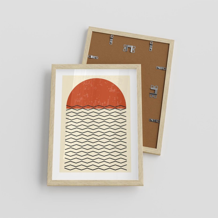 Plakat w ramie 30x40 - Abstrakcyjne Wzory na Plakacie - geometryczna sztuka, nowoczesny plakat - rama drewno