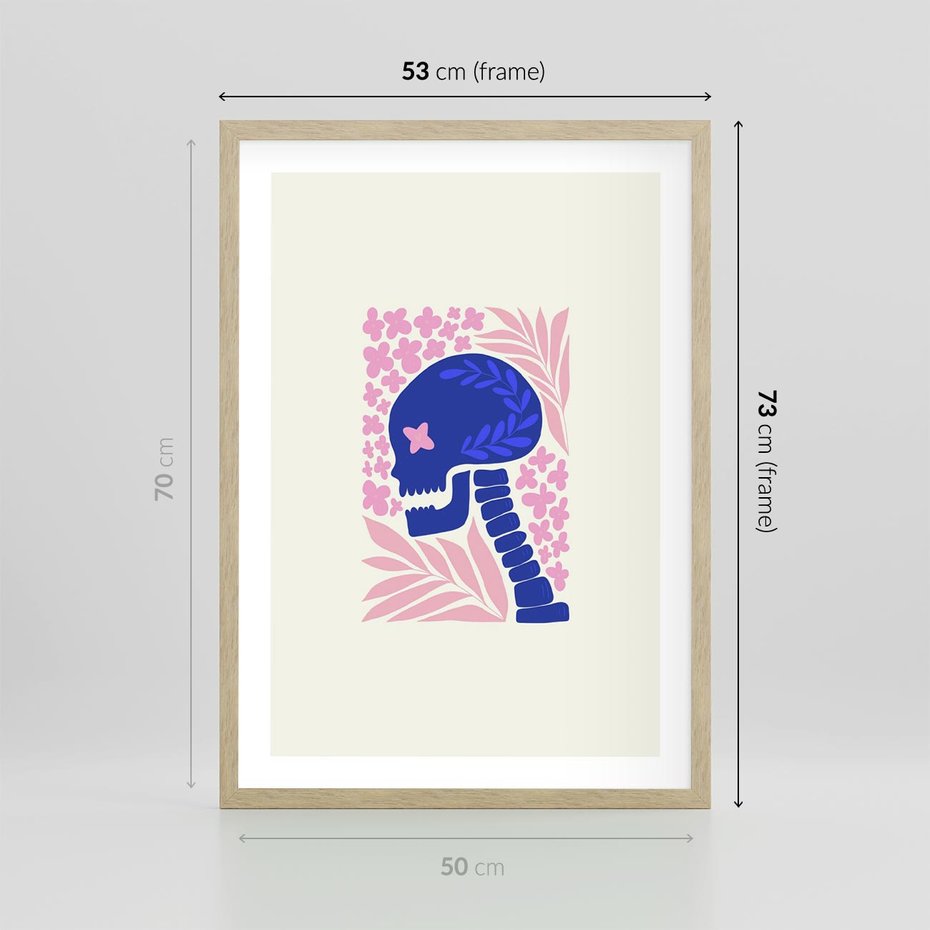 Plakat w ramie 50x70 - Żart z Czaszką - abstrakcja, sztuka nowoczesna - rama drewno