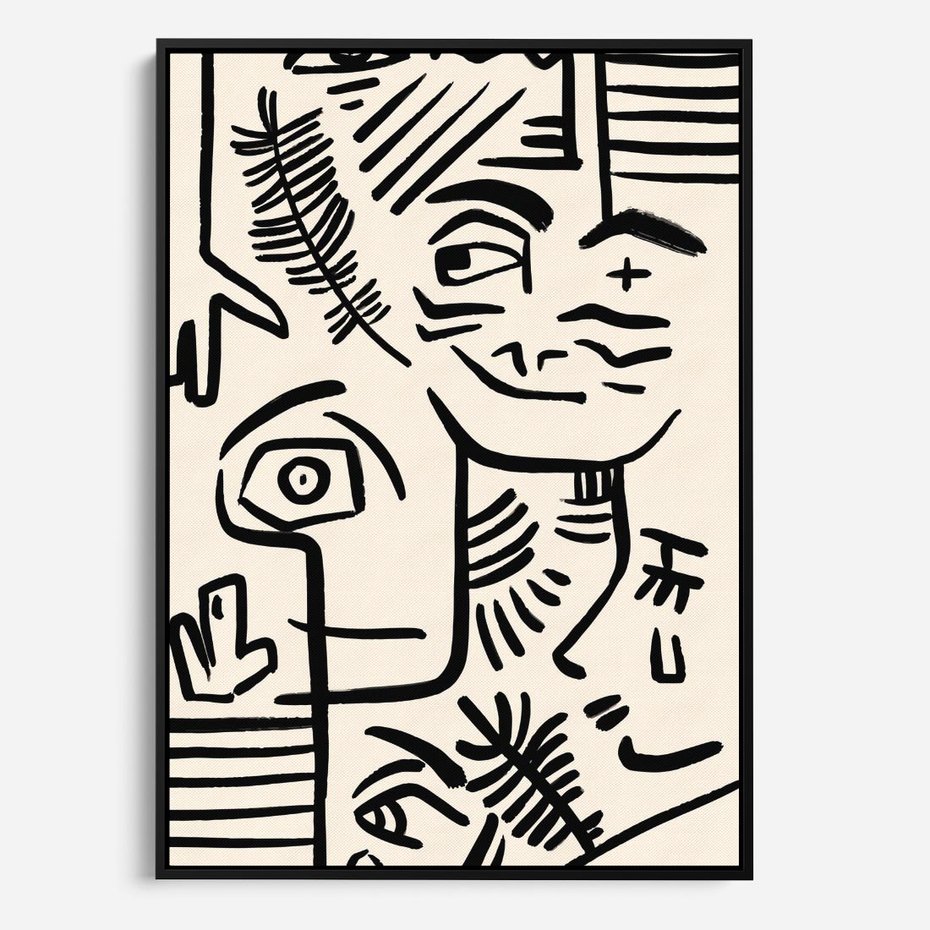 Obraz w ramie 50x70 - Ekspresyjne Odbicia Współczesności - abstrakcyjna grafika, minimalizm - rama czarna