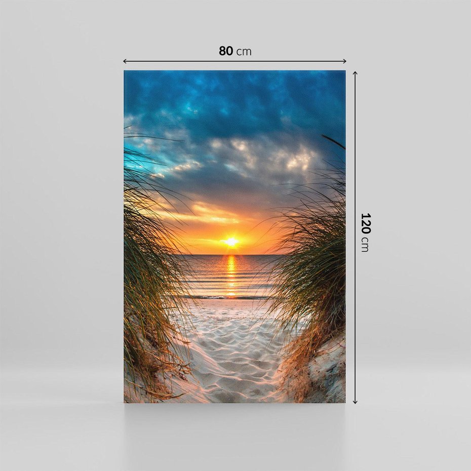Obraz na płótnie 80x120 - Magia zachodu słońca na plaży - zachód, słońca