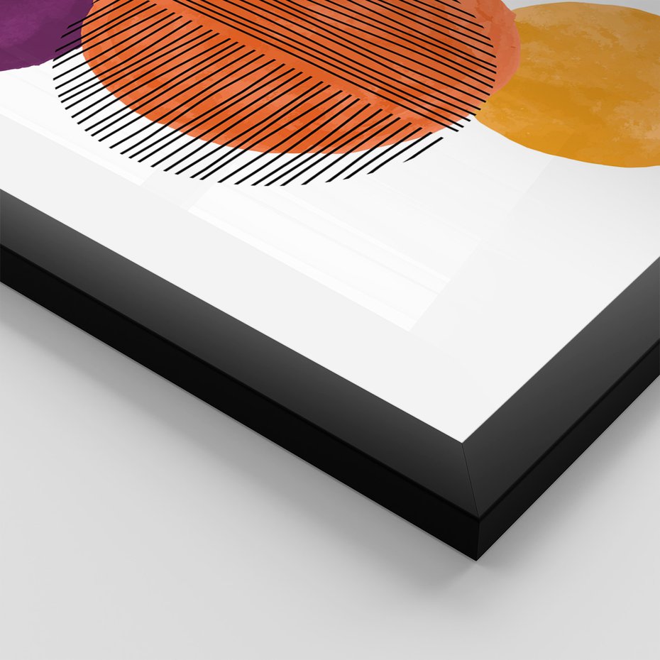 Zestaw obrazy w ramie 40x50 galeria - Geometryczne, koła, akwarela - rama czarna