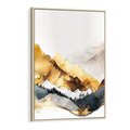 Obraz w ramie 80x120 - Złote Góry - akwarela, graficzne góry - rama drewno