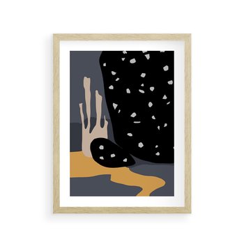 Plakat w ramie 50x70 - Formy Szarości - ciemny, mroczny plakat - rama drewno