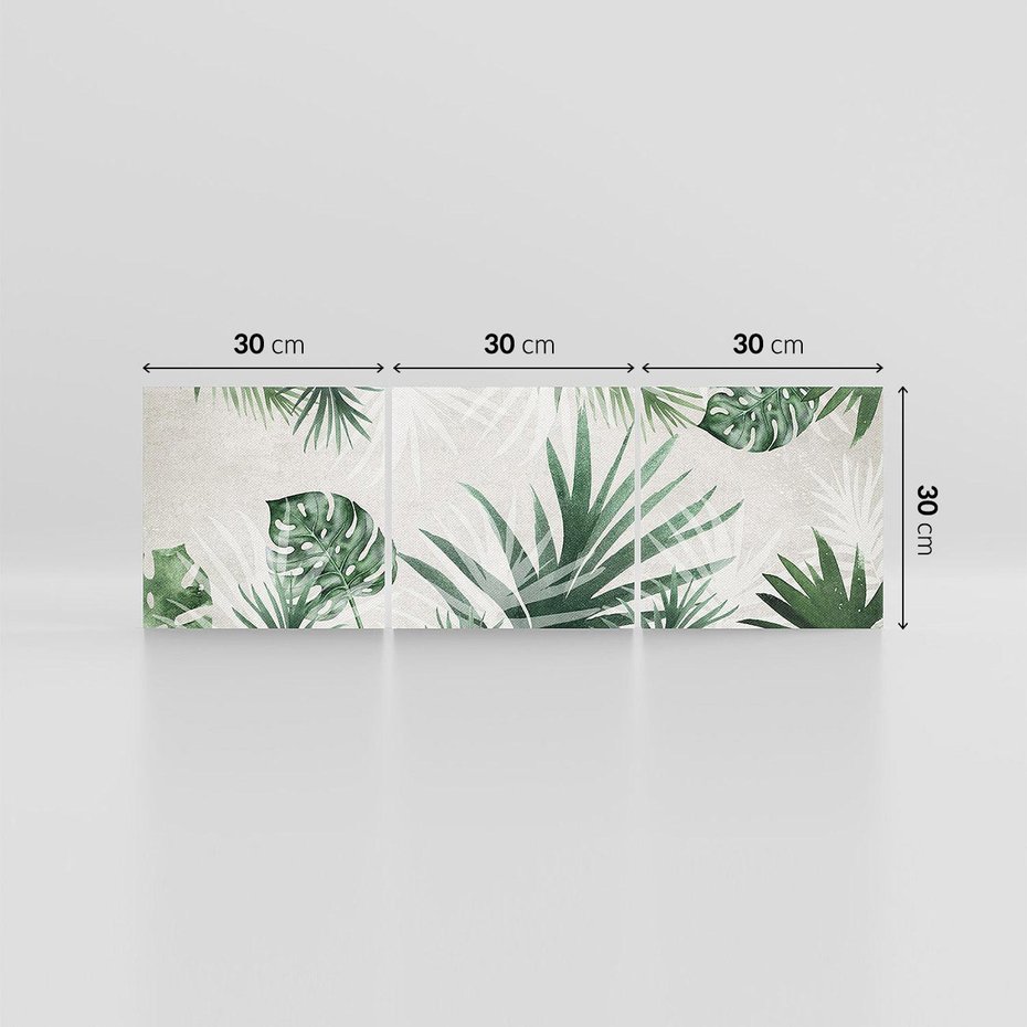 Obraz na płótnie 90x30 - Tropikalne Akwarele - tropikalne liście, akwarela