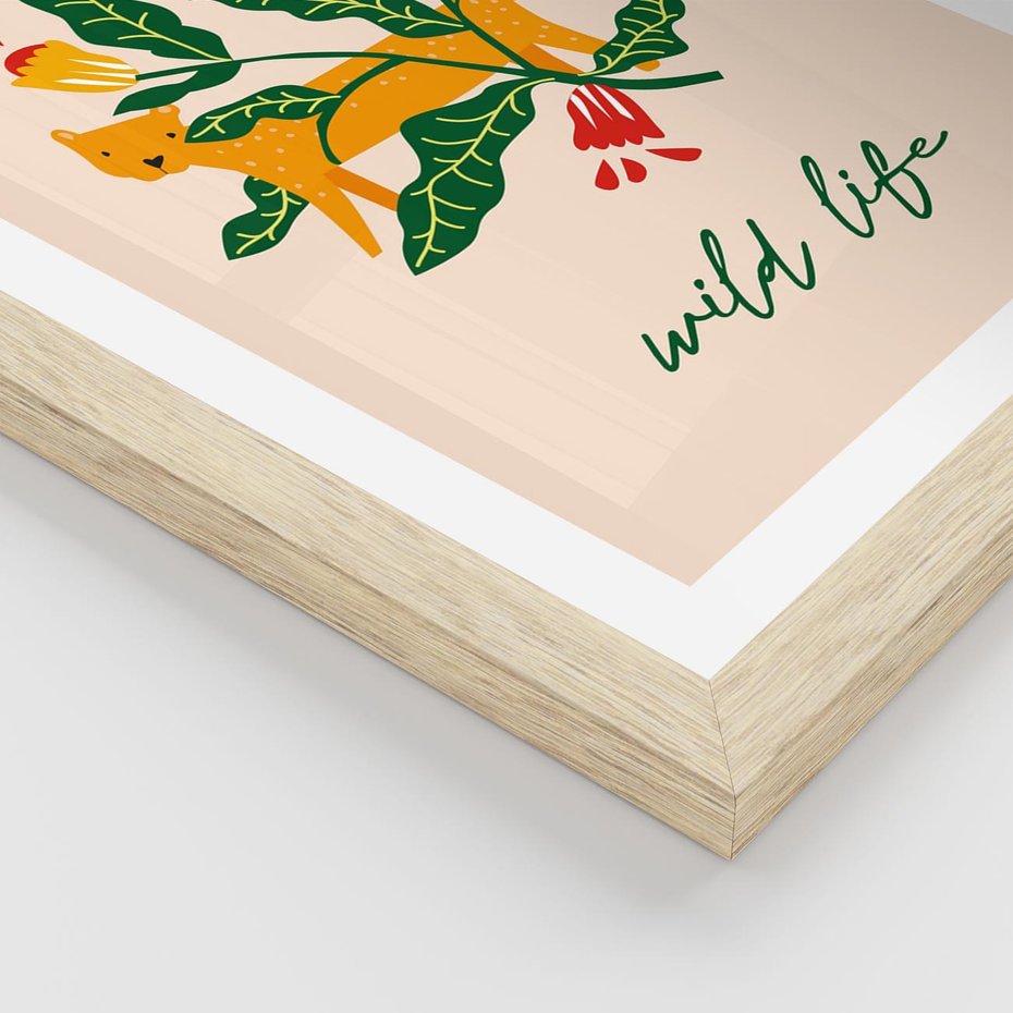 Plakat w ramie 40x50 - Tygrys w Kwiatach - tygrys, plakat - rama drewno