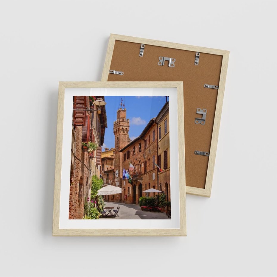 Plakat w ramie 40x50 - Urok włoskich uliczek - włoskie, uliczki - rama drewno
