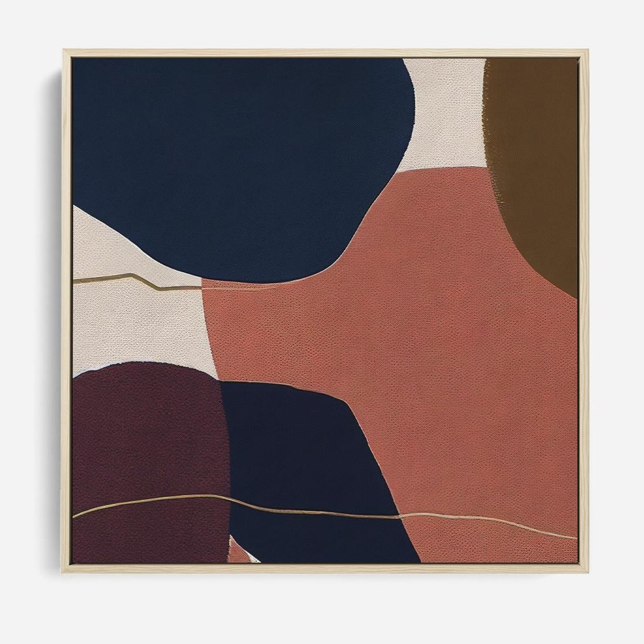 Obraz w ramie 50x50 - Abstrakt Marsala - nieregularne plamy, kształty - rama drewno