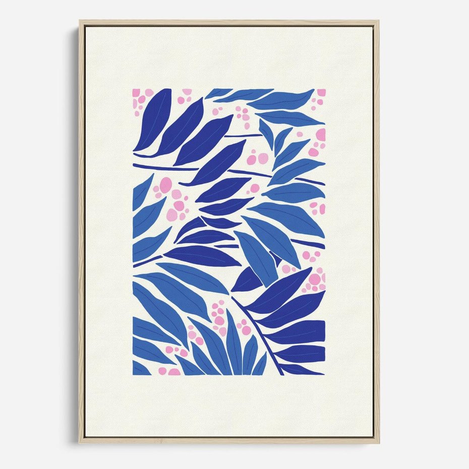 Obraz w ramie 70x100 - Kolorowy Wir - liściasta kompozycja, nowoczesny plakat - rama drewno