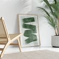 Plakat w ramie 40x50 - Zielone Refleksje - abstrakcja, zgaszony zielony kolor - rama drewno