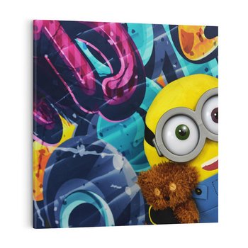 Obraz na płótnie 50x50 - Świat minionków w graffiti - minionek, graffiti