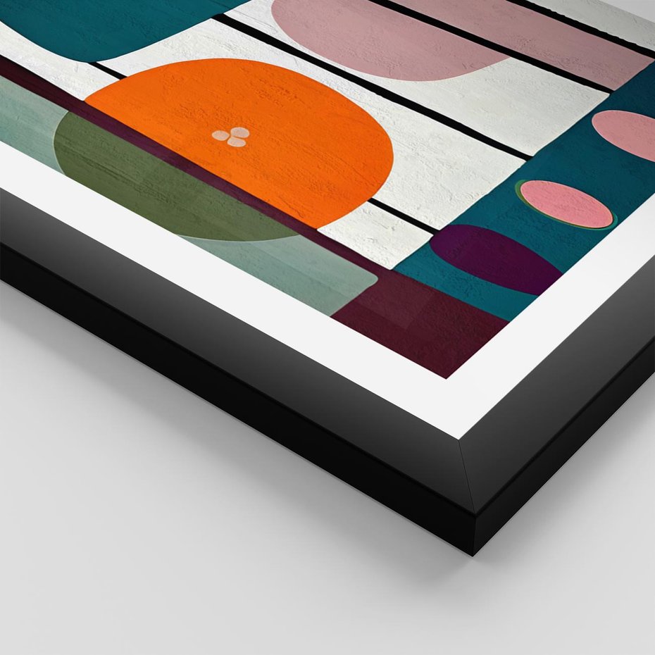 Plakat w ramie 30x40 - Migotliwa Aura Serca - abstrakcyjny obraz olejny, dziwne formy - rama czarna