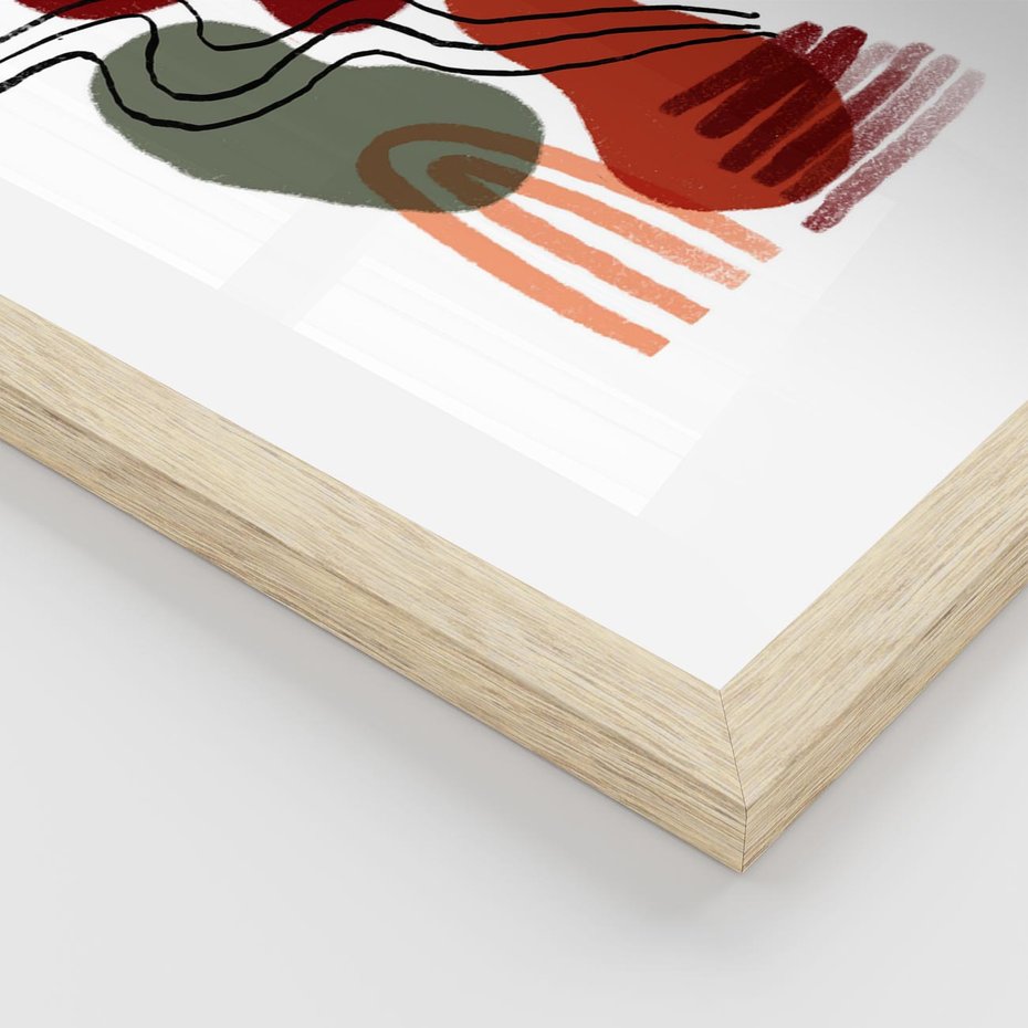 Plakat w ramie 40x50 - Boho Przenikanie - abstrakcyjna sztuka, boho kształty - rama drewno