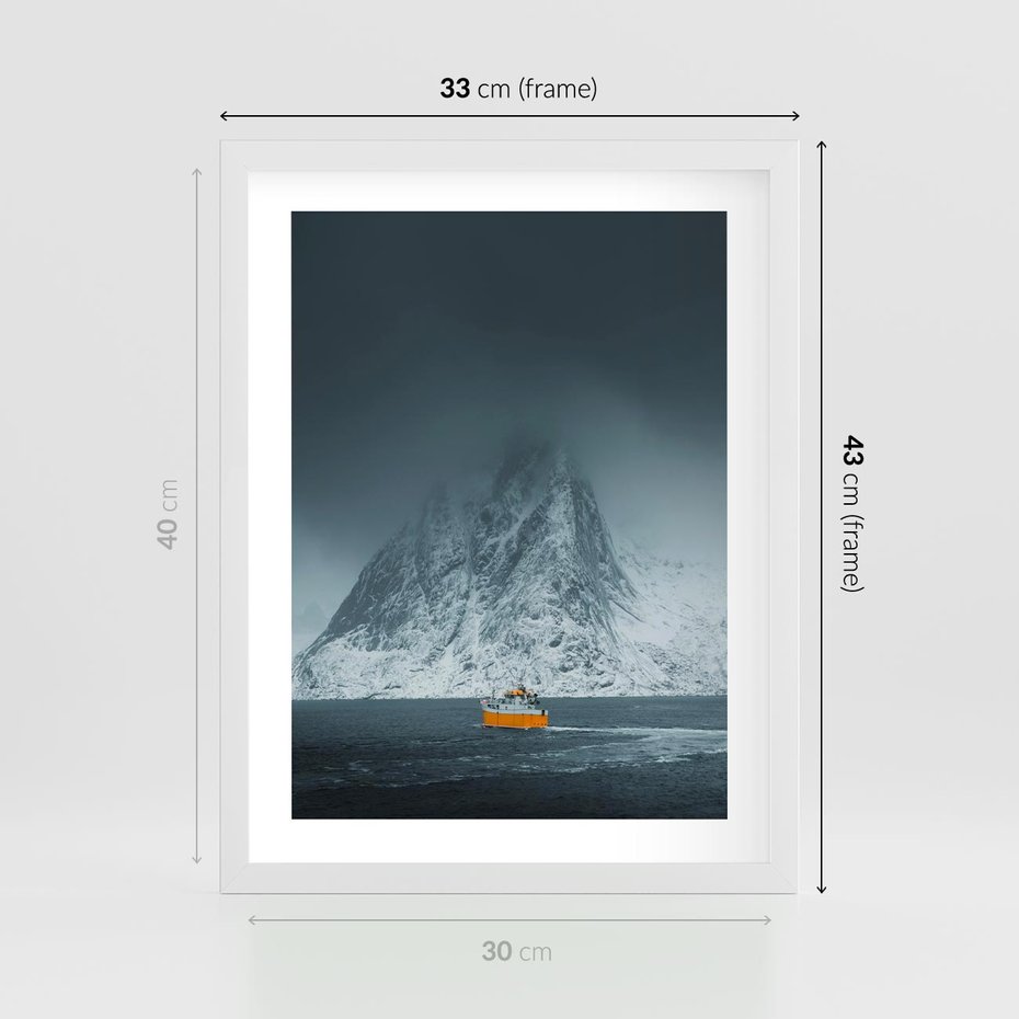 Plakat w ramie 30x40 - Skandynawski pejzaż - skadynawski, pejzaż - rama biała