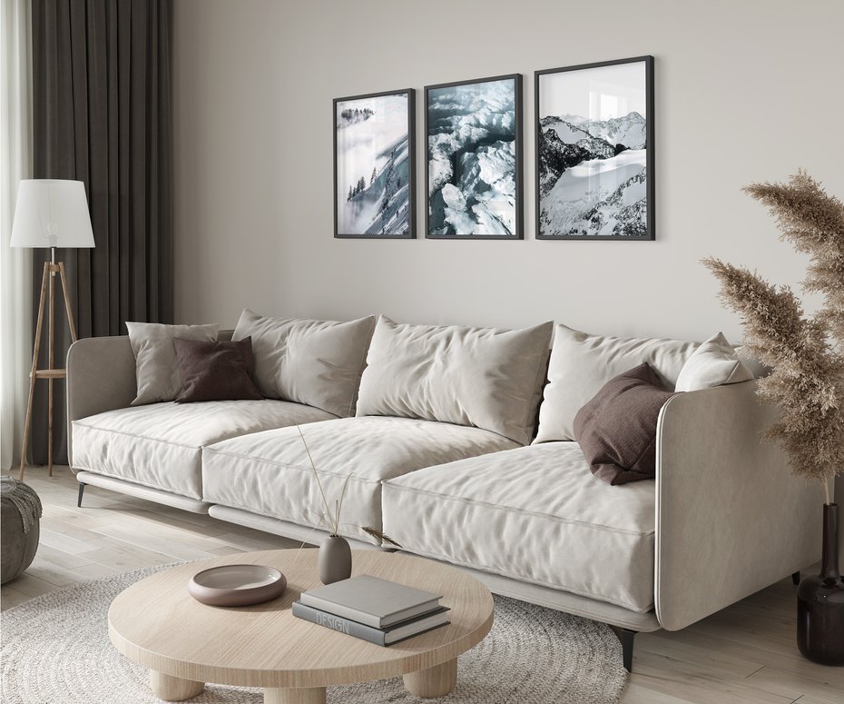 Zestaw obrazy w ramie 40x50 galeria - Zima, górski, krajobraz - rama czarna