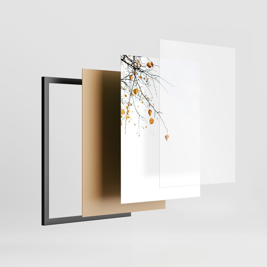 Zestaw obrazy w ramie 50x70 galeria - Liście, jesień, kompozycja - rama czarna