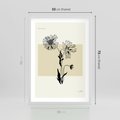 Plakat w ramie 50x70 - Kwiatowe Płótno - kwiaty, typografia - rama biała