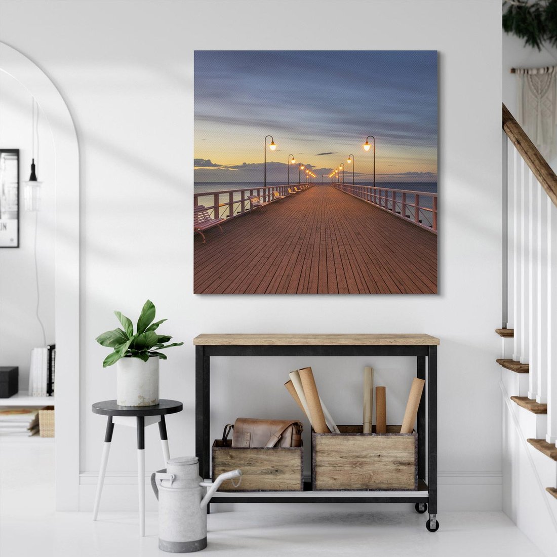 Obraz na płótnie 70x70 - romantyczny spacer nad morzem - Molo, Sopot