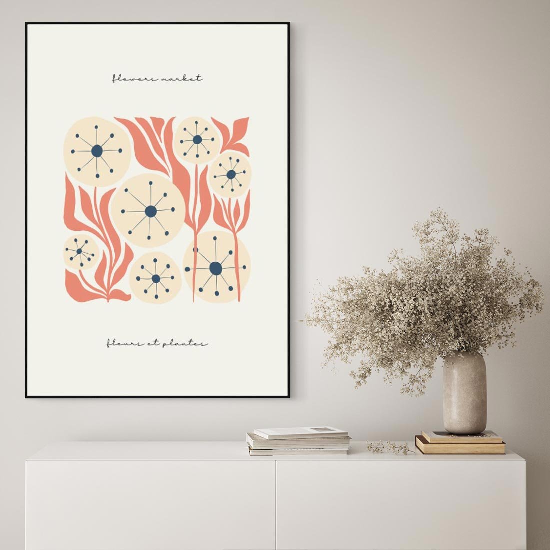 Obraz w ramie 50x70 - Dmuchawce w Abstrakcji - dmuchawce, abstrakcja - rama czarna