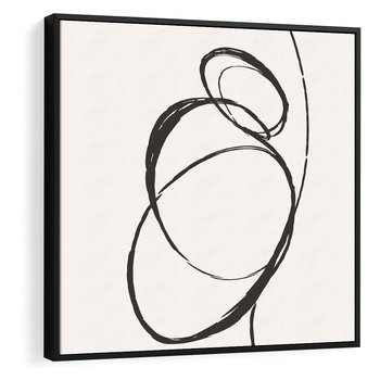 Obraz w ramie 50x50 - Modernistyczne Refleksje - abstrakcyjne szkicowane linie, minimalizm - rama czarna