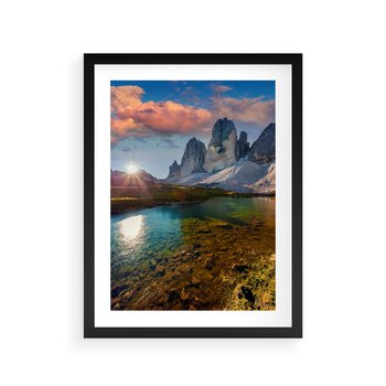 Plakat w ramie 30x40 - Jezioro wśród majestatycznych gór - jezioro, góry - rama czarna