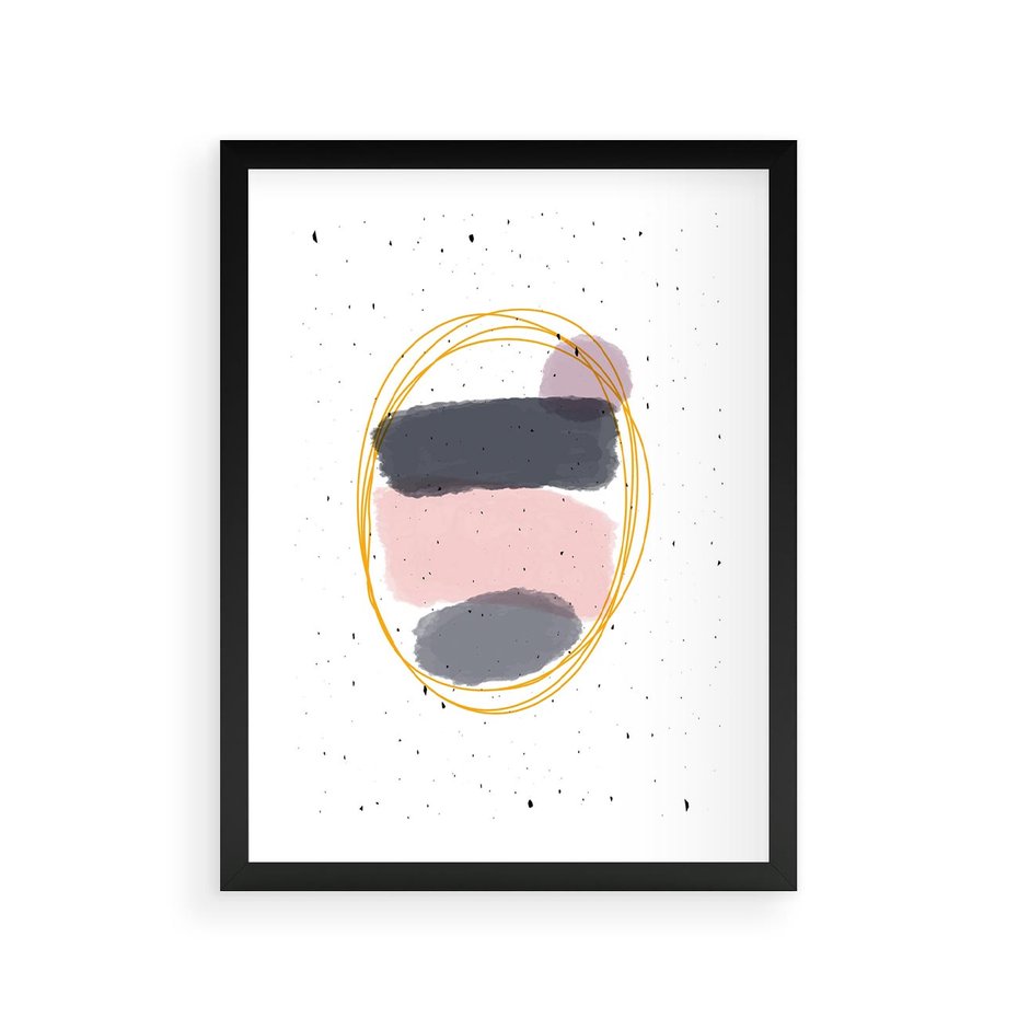 Plakat w ramie 30x40 - Migocące Odbicia - abstrakcyjna kompozycja, jak ręcznie malowana - rama czarna