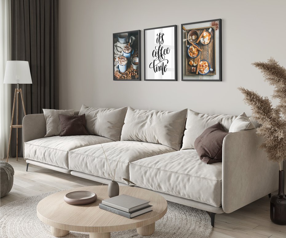 Zestaw obrazy w ramie 50x70 galeria - Kawa, napis, pozytywny, cytat - rama czarna