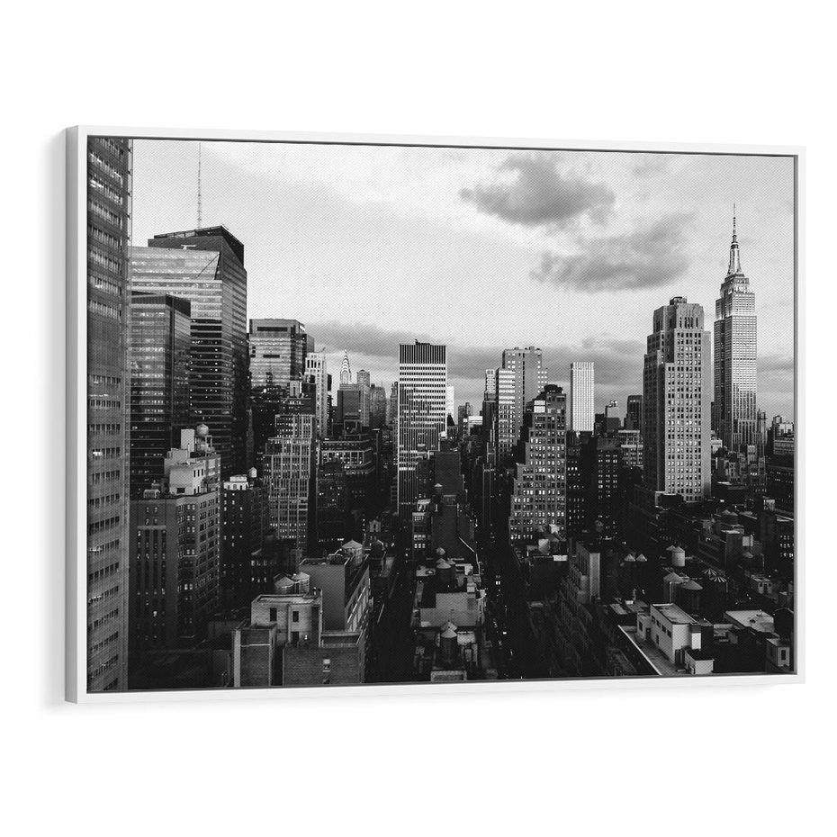 Obraz w ramie 100x70 - Wibracje Miejskiego Życia - miasto, wieżowce - rama biała