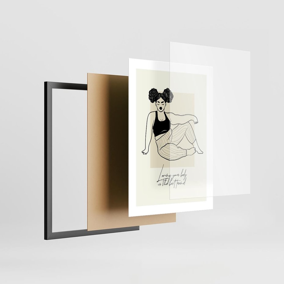 Plakat w ramie 30x40 - Kobieca Moc - nowoczesna sztuka kobieca, plakat - rama czarna