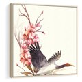 Obraz w ramie 80x80 - Szept Japonii - japońska sztuka, ptak - rama drewno