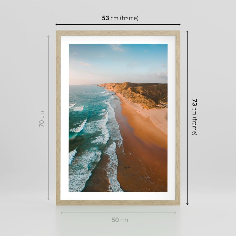 Plakat w ramie 50x70 - Z Lotu Ptaka - fotografia, plaża - rama drewno