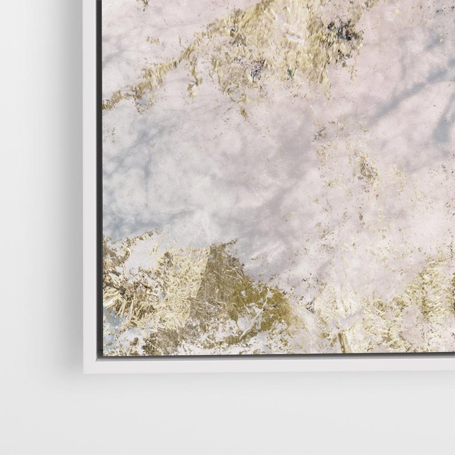 Obraz w ramie 50x50 - Luksusowa Dekoracja - marmur, złoto - rama biała