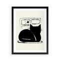 Plakat w ramie 50x70 - Czarny Kot: Prosta Elegancja - grafika, minimalizm - rama czarna
