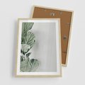 Plakat w ramie 50x70 - Minimalistyczna Harmonia: Zieleń Liści - zieone liście, kompozycja - rama drewno