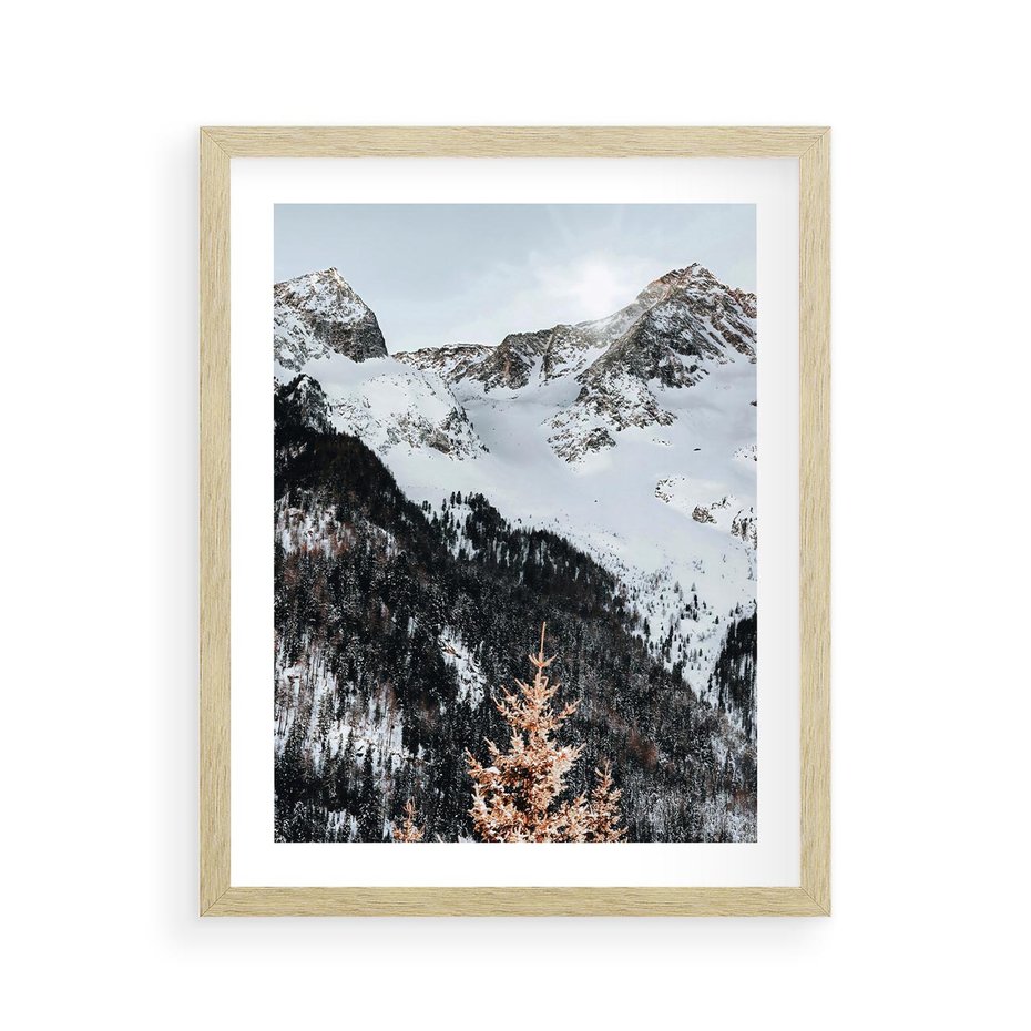 Plakat w ramie 40x50 - Górski Raj - góry, śnieg - rama drewno
