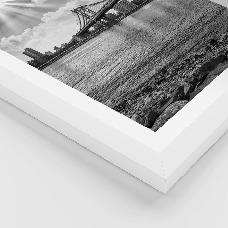 Plakat w ramie 30x40 - Most w Mieście - most, miasto - rama biała