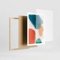 Plakat w ramie 50x70 - Migotliwe Pochwycenia - abstrakcyjne kolorowe plamy, akwarela - rama drewno