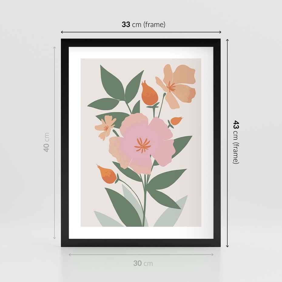 Plakat w ramie 30x40 - Kwiatowe Nastroje - kwiat, sztuka nowoczesna - rama czarna