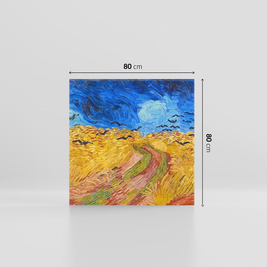 Obraz na płótnie 80x80 - "Wheatfield with Crows" (1890) Vincent van Gogh - Reprodukcja - reprodukcja, obraz na płótnie
