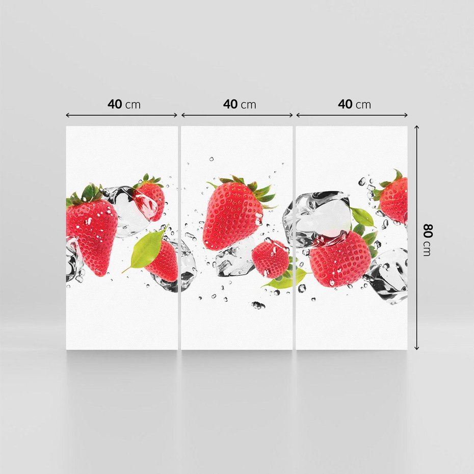 Obraz na płótnie 120x80 - Rajskie truskawki z wodą - truskawki, woda