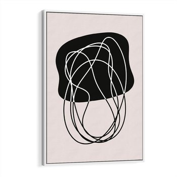 Obraz w ramie 80x120 - Abstrakcyjne Harmonie - abstrakcyjne szkicowane linie, minimalizm - rama biała