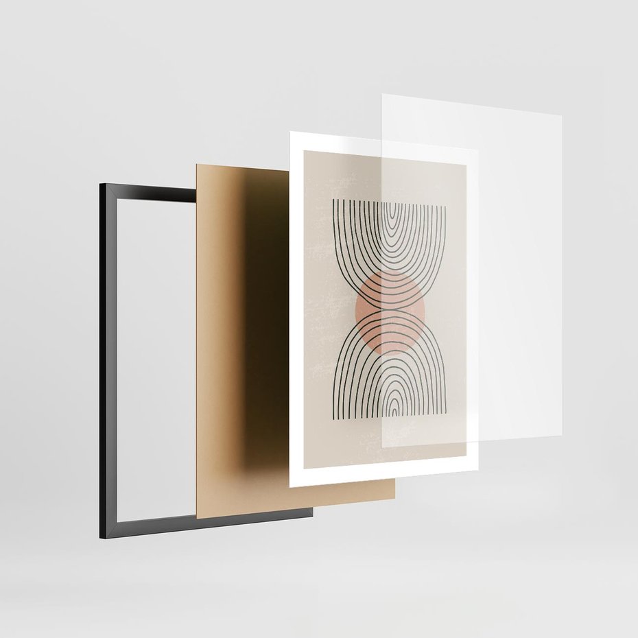 Plakat w ramie 50x70 - Nowy Rytuał - abstrakcyjna sztuka, boho kształty - rama czarna