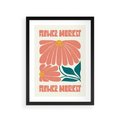 Plakat w ramie 30x40 - Retro Radość - typografia, wesołe kwiaty - rama czarna