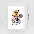 Plakat w ramie 30x40 - Migocące Bezgraniczności - abstrakcyjna sztuka, liść monstery - rama biała
