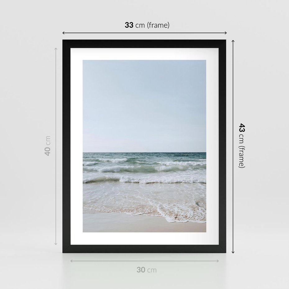 Plakat w ramie 30x40 - Spokój nad Brzegiem - plaża, morze - rama czarna