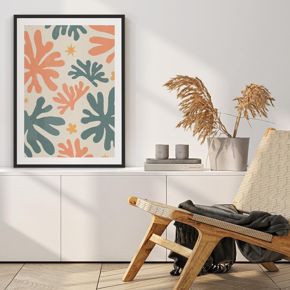 Plakat w ramie 50x70 - Boho Wybuch - boho formy, kształty - rama czarna